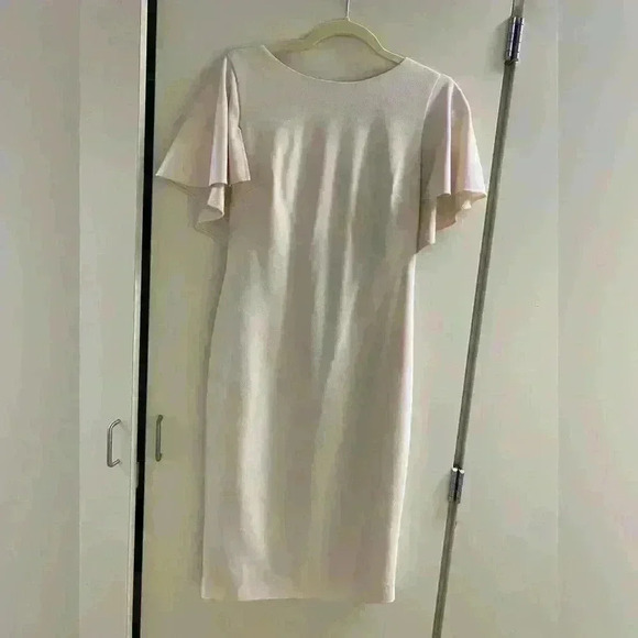 Calvin Klein Blush Midi Ruffle Cape Dress 4 - Picture 4 of 8